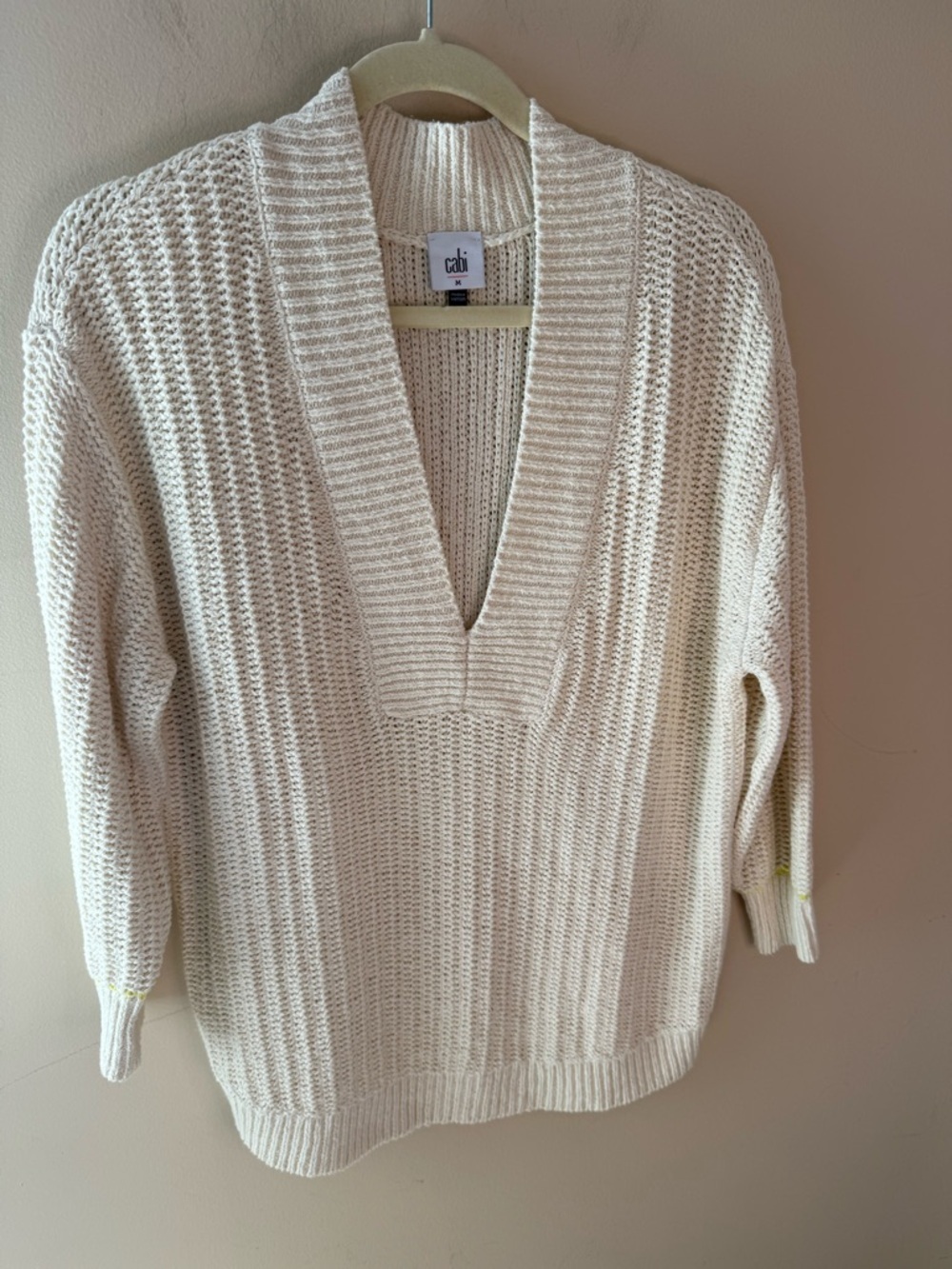 CAbi Croquet Pullover Knit Sweater V-Neck Cotton/Lyocell Blend size M - Picture 2 of 8